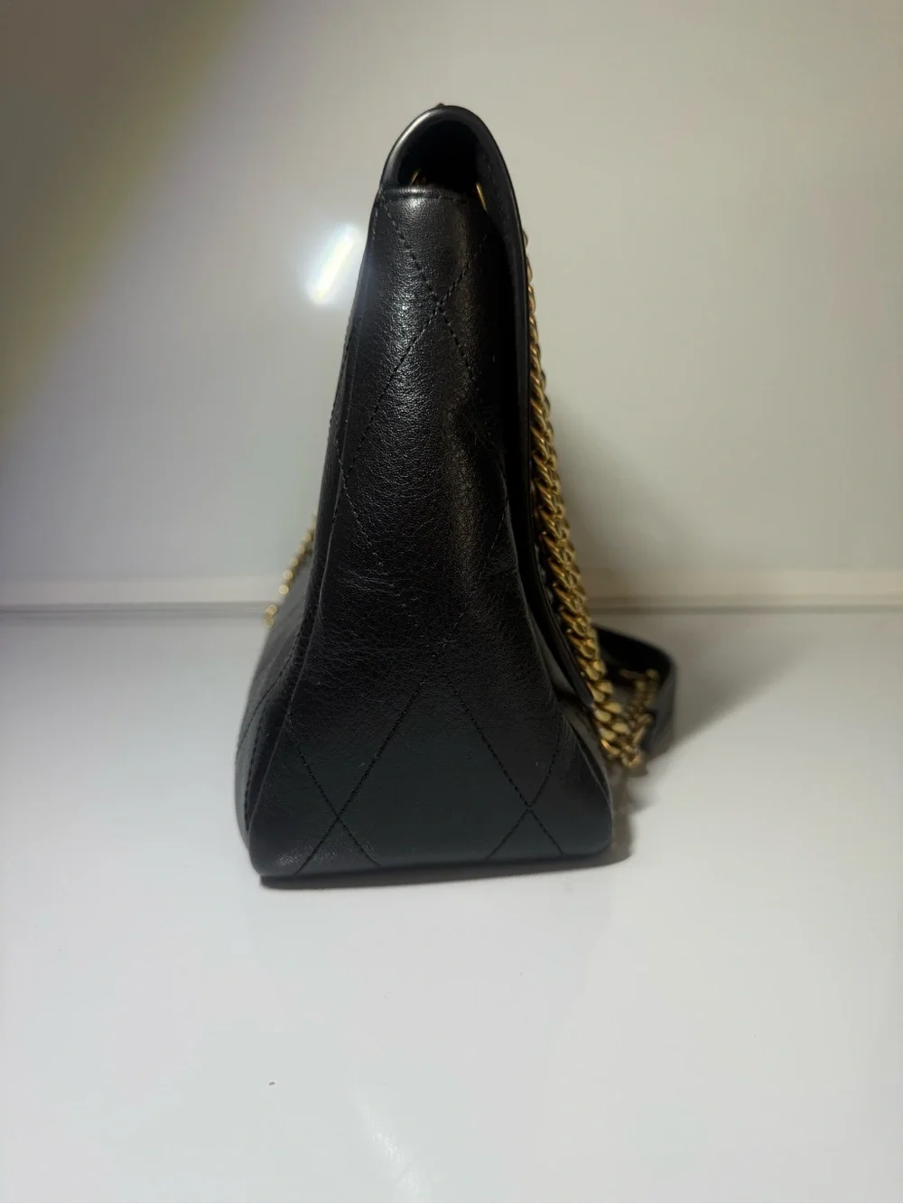 Tory Burch Black Quilted Leather Charlie Medium Shoulder Bag with Gold Hardware